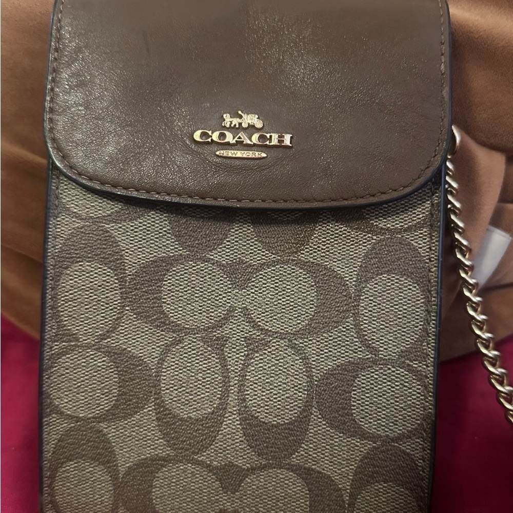 Coach Signature Brown and Tan Mini Bag